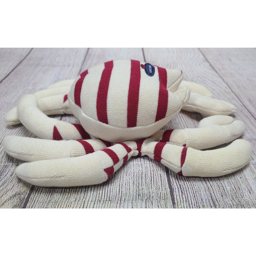 Petit Saint James Plush Crab Stuffed Animal Cream Red Striped - Picture 5 of 10